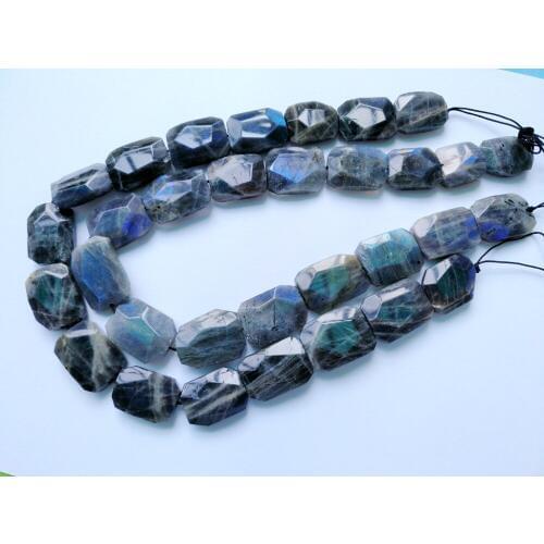 Worth buying 2 strings/lot Labradorite 18-28mm facet nugget gem stone loose beads,15.5"/string