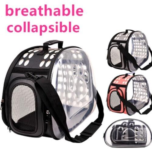 Pet Carrier Bag Foldable Transparent Pet Out Bag Fashion Breathable Cat Dog Travel Out Bag Comfortable Dog Cat Bag Pet Supplies