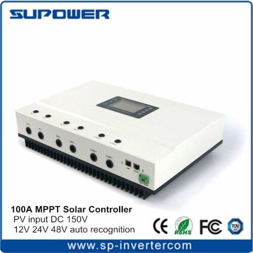 High Efficiency White Color MPPT Solar Charge Controller 100Amp Max. PV Input 150V DC for Off Grid Solar Power System