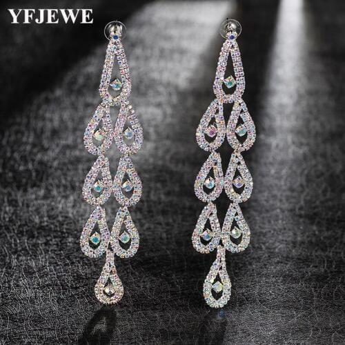 YFJEWE Fashion Jewelry Crystal Dangle Earrings for Woman Multicolor Earrings Trendy Long Round Earrings E529