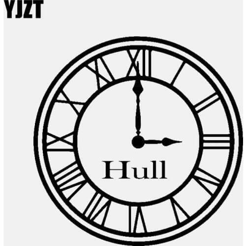 YJZT 15.2CM*15.2CM HULL Clock Personality Vinyl Decal Car Sticker Black/Silver C3-1093