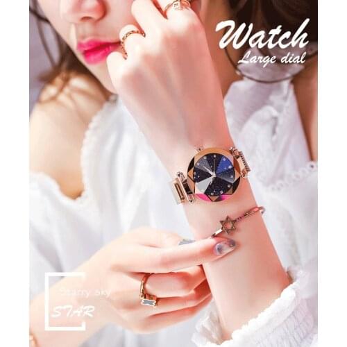 2021 Ladies Magnetic Starry Sky Clock Luxury Women Watches Fashion Diamond Female Quartz Wristwatches Relogio Feminino Damski