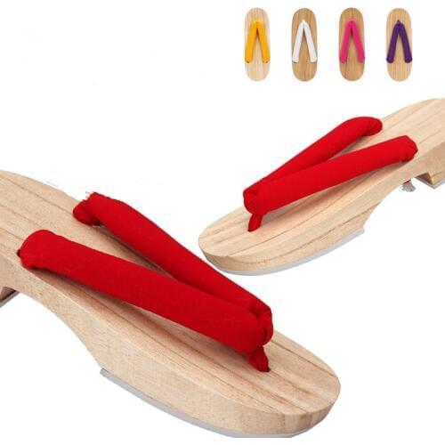Womens Summer Wood Sandals Flat Heel Classic Japan Geta Natural Color Summer Slippers Flip Flops Cosplay Shoes Casual Clogs