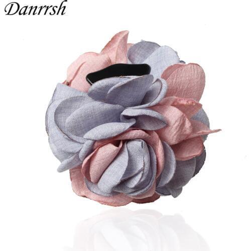 New Fashion Two Tone Thin Cloth Flower Hair Claws For Women Girls Hair Clip Headwear Spring Summer Hairpins Hair Accessories