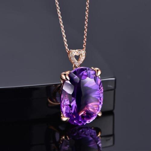 Everoyal Vintage Silver 925 Clavicle Necklace For Women Jewelry Top Quality Zircon Oval Purple Necklace Girl Birthday Bijou Hot