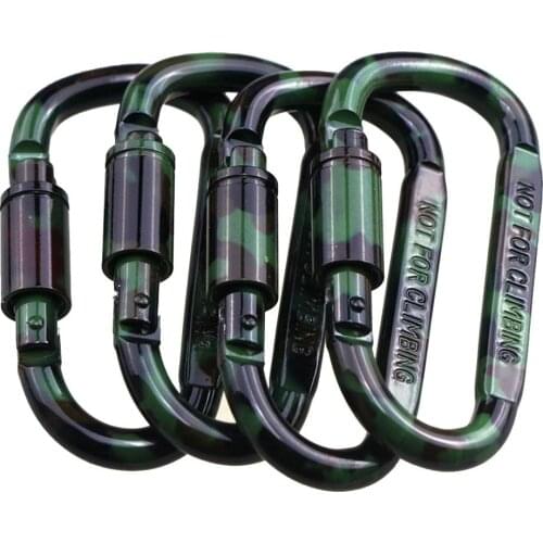 1PCS D Shaped Carabiner Mutli-Tool Keychain For Utdoor Mountain Climbing Activities Accessories Camouflage Aluminum Alloy