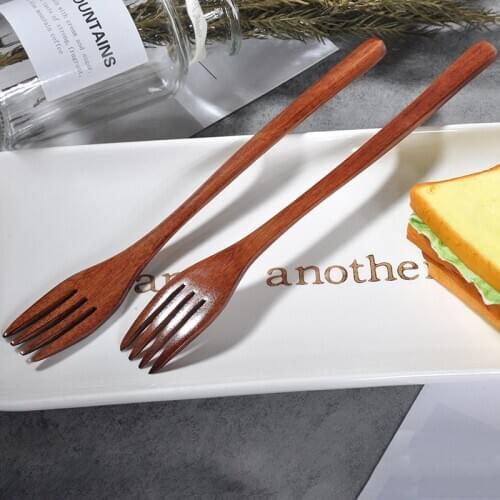 1pcs Japanese Style Durable Kitchen Accessories Stirring Spoon Bamboo Fork Tableware Wooden Brown
