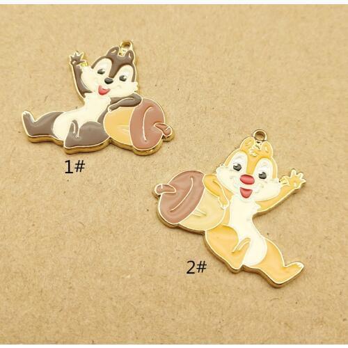 10pcs 30x31mm enamel squirrel charm for jewelry making and crafting fashion earring pendant necklace and bracelet charms