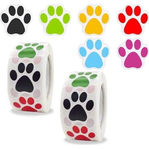 2Roll Cute Dog Paw Prints Stickers Colorful Puppy Footprint Stationery Stikcers Self-Adhesive Label Decals Kids Graffiti Sticker