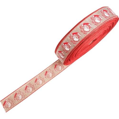 2 Yard Burlap Ribbons Christmas decoration ribbon gift wrap Christmas ribbon Santa Claus pattern 50mm
