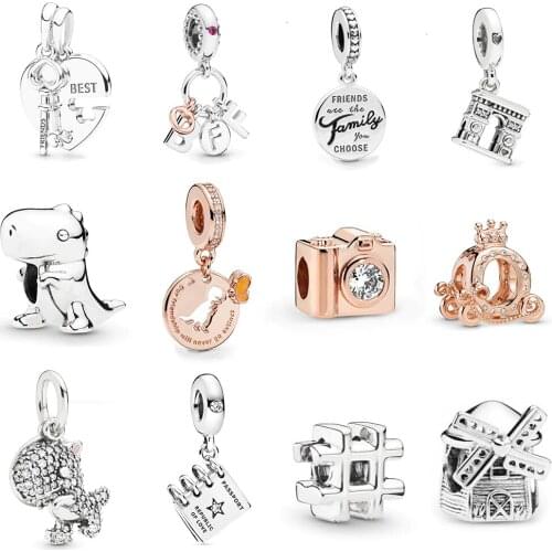 2019 NEW 100% 925 Sterling Silver Autumn 1:1 Dino the Dinosaur Series Charm Pendant Fit Diy Bracelet Europe Women Original Gift