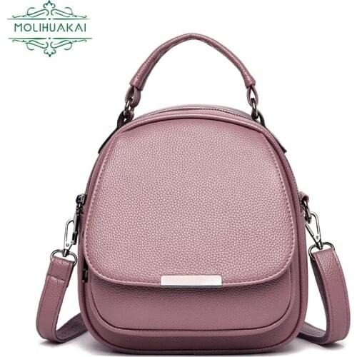 2021 New Fashion Soft Leather Design High Quality Mini Simple Small Backpack Solid Color Ladies Trend Retro Girl School Bag