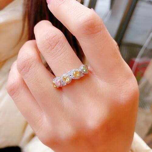 2021 Trend Round Rings Geometric Unusual Design Colorful Cubic Zircon S925 Fine Jewelry For Women Wedding Engagement Couple Gift