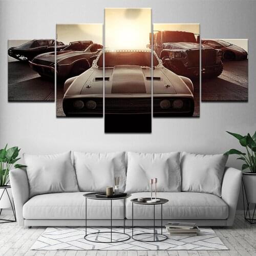 5 Panel sport racing car Restaurant bar decoration painting Modular Poster Framework Print Wall Art for living room Home Decor
