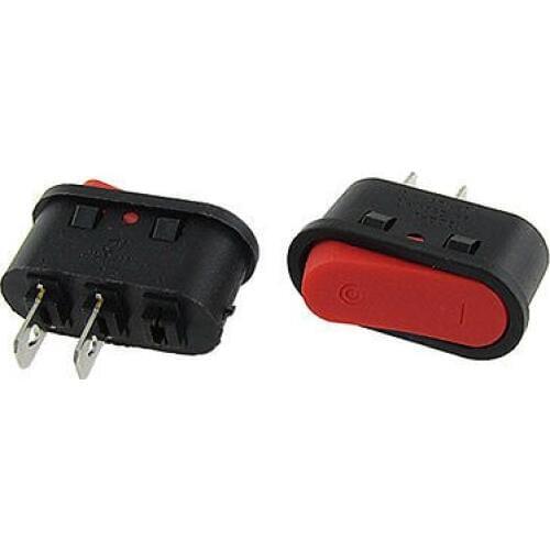 5pcs Red Button 2 Pin SPST ON/OFF Snap In Boat Rocker Switch AC 6A/250V 10A/125V KCD10-101