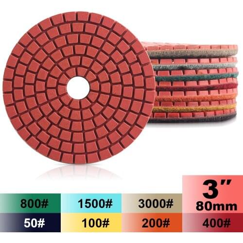 Free shipping 7pcs/set Red diamond polishing pads D80mm granite marble concrete grinding disc