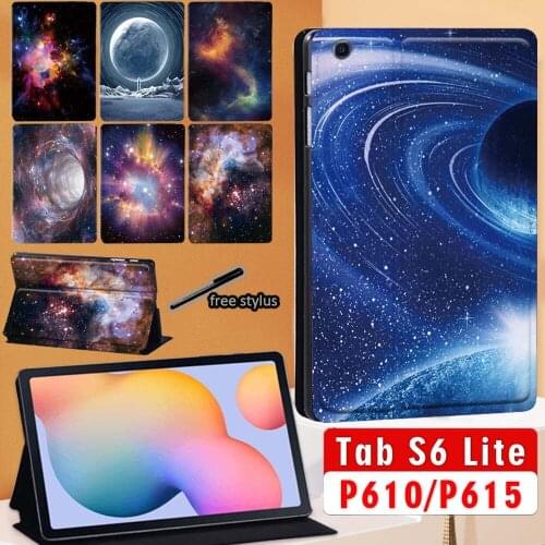 Cover for Samsung Galaxy Tab S6 Lite 10.4 Inch 2020 P615 SM-P610 SM-P615 Space PU leather Tablet Stand Protective Shell Case