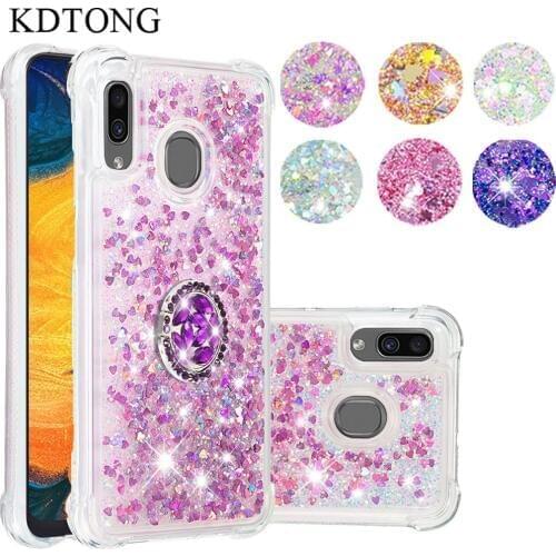 KDTONG Case For Samsung Galaxy A20 A30 A40 Case Glitter Liquid Ring Transparent Soft Silicone Cover For Galaxy M10 M20 M30 Case
