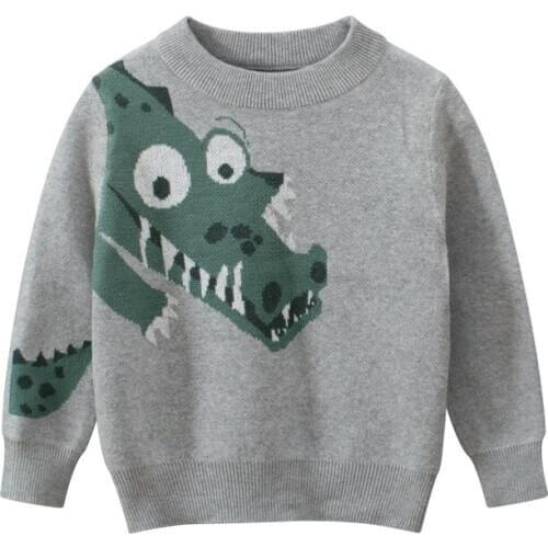 Childrens Sweater Long Sleeve Cartoon Dinosaur T-shirt Baby Boys Grey Cotton O-neck 2020 Autumn Clothes Top Qualityboys T-shirt