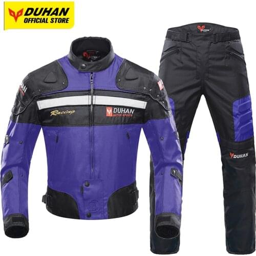 DUHAN Motorcycle Jacket Moto Pants Men Motocross Jacket Winter Autumn Moto Cycling Suit Waterproof Protecitve Gear Remove Liner