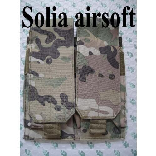 Two pouch molle triple mag magazine round ammo bag molle closure Multicam