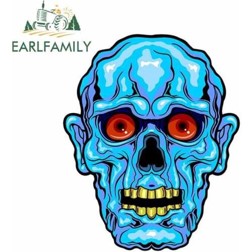 EARLFAMILY 13cm x 10.5cm Blue Zombie Car Sticker Helmet Motorcycle Sunscreen Vinyl JDM Windshield Bumper Windows Car Accessories