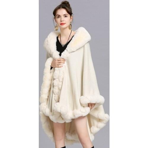Elegant Luxury Women Wedding Cape White Knitted Cardigan Scarf Shawl Cloak Faux Fur Wraps Winter Warm Bridal Black Burgundy Gray