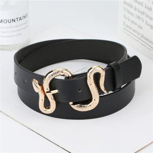 European and American new ladies fashion snake buckle pu belt all-match simple jeans suit belt