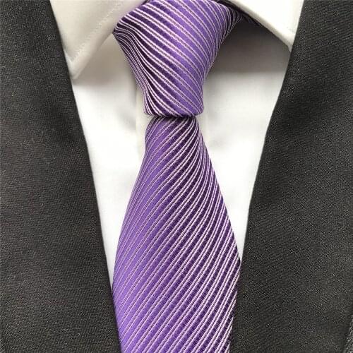 10 cm Width New Design Mens Ties Jacquard Woven Neck Tie Lavender Purple Striped Neckties for Wedding