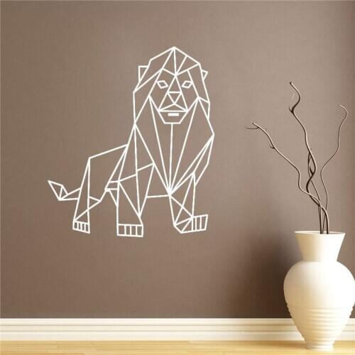 Geometric Animal Lion Wall Art Decals Stickers Home Decor For Kids Boys Bedroom Nursery Murals Removable Decor CX302