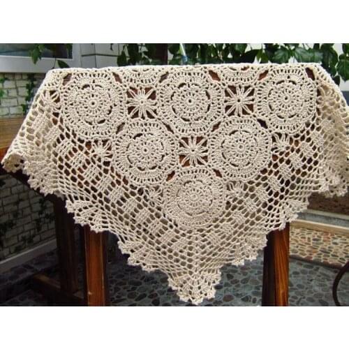 Free shipping 2014 Hot Handmade Crochet flowers Woven Cotton towel sofa cover cloth Square tablecloth Doilies universal