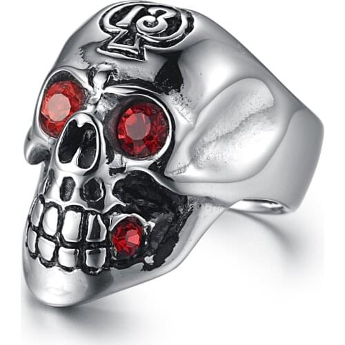 Gothic Horror Skull Bone Silver Color Ring Simple Inlay Zircon Stainles Steel Punk Ring Domineering Men Motorcycle Party Jewelry