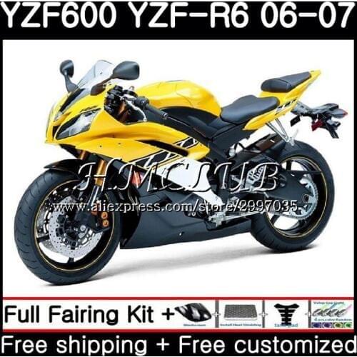 Body Yellow black For YAMAHA YZF R 6 YZF 600 YZF-600 YZF R6 2006 2007 Frame 16HC.2 YZF-R6 06 07 YZF600 YZFR6 06 07 Fairing Kit