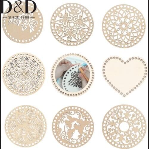 2Pcs Natural Wooden Basket Bottom Crochet Basket Wood Base for DIY Basket Weaving Supplies Craft Making Home Decoration