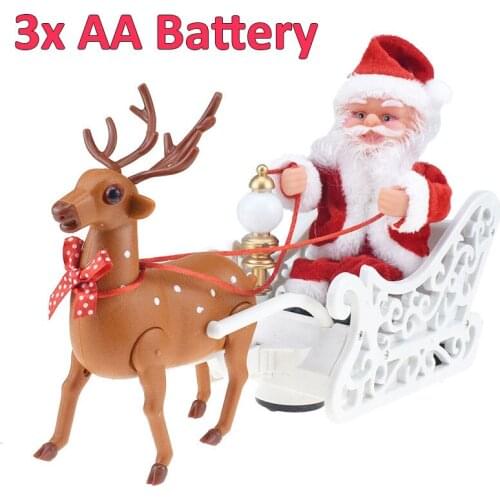 Santa Claus Doll Elk Sled Toy Universal Electric Car with Music Children Kids Christmas Battery Toys Dolls New Year Xmas Gifts