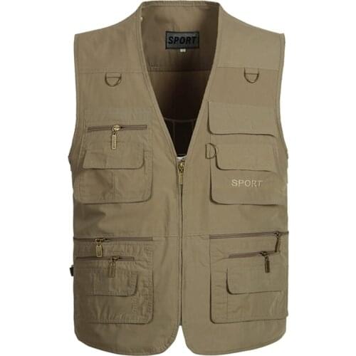 2019 Summer spring vest male multi-pocket vest plus size loose male vest mens coat vcst