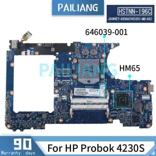 PAILIANG Laptop motherboard For HP Probok 4230S Mainboard 646039-001 6050A2465201-MB-A02 HM65 DDR3 tesed
