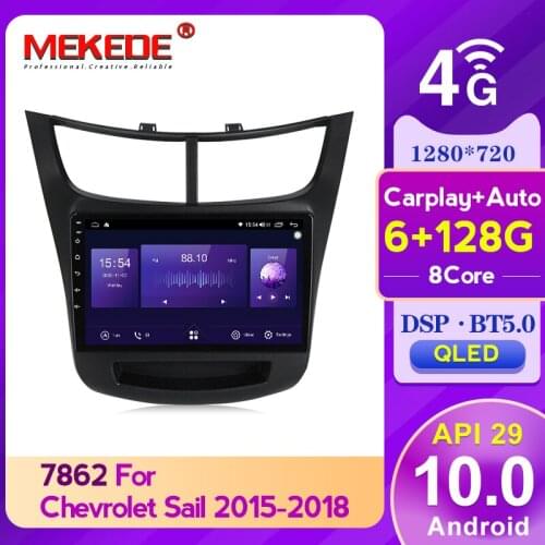 Mekede 6GB+128GB Android 10.0 Radio GPS Car Muletimedia Player For Chevrolet Sail 2015 - 2018 Carplay QLED 1280*720 BT5.0 4G