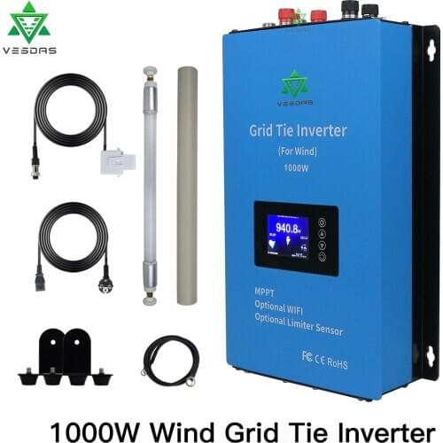 Wind Power Microinverter 1000W Grid Tie Inverter With Dump Load internal limiter 110V 220V AC For 24V 48V Wind Turbine Generator