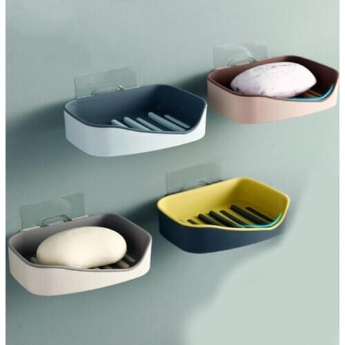 Soap Holder Suction Cup Soap Dish Drain Bathroom Storage Box Free Punching Plastic Wall Hanging Paste Tray Bathroom Accessories
