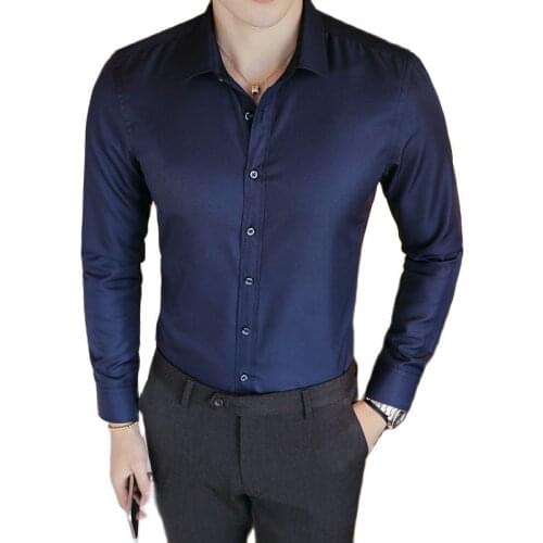 2021 new business shirt mens long-sleeved casual shirt Korean slimming white inch shirt