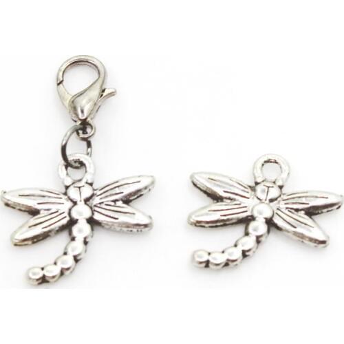 New Arrival 10pcs Dragonfly Animal Dangle Charms Lobster Clasp DIY Bracelet Necklace Pendants Jewelry Hanging Charms