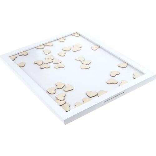 Romantic Wedding Photo Frame Signature Guest BookBridal Bookcase Box With 120pcs Heart Drop Top Wooden Memory Visitor Books