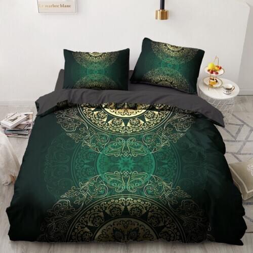 3D Luxury Duvet Cover Set Bedding Sets Comforther Cases Green Quilt Covers Pillow shams Full Twin Single Double Size Bed Linen