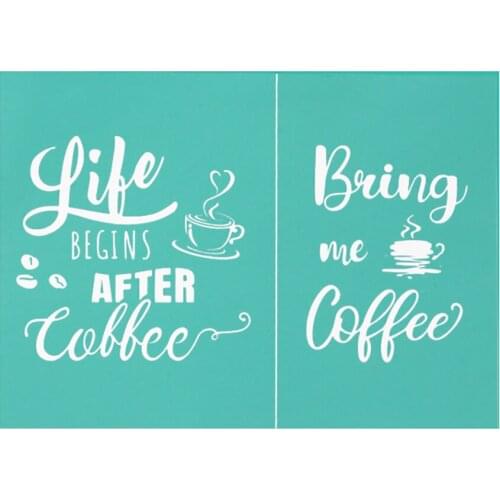 Longan Craft Supplies Coffee Series Printed Self-Adhesive Silk Screen Printing Stencil Mesh Transfers For T-Shirts Diy Handmade