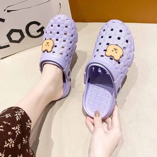 Cute Cartoon Bear Sandals Women Outdoor Lightweight Slippers Hole Shoes Womens Garden Clogs Sandals Massage Sandals for Women