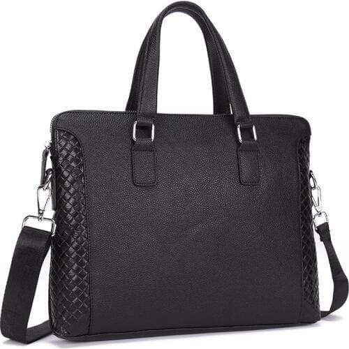 Real cow Learter 100% High Quality Laptop briefcase 14 inch Genuine leather Laptop bag men Business black brown 2018