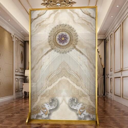 European style light luxury metal art screen partition living room block entrance entrance mobile screen elephant