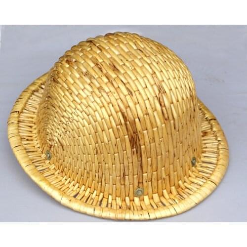 Full Brim Hard Hat Construction Hard Hats, Breathable Men Women Safety Helmet, 6 Point, Bamboo Rattan Weave Design