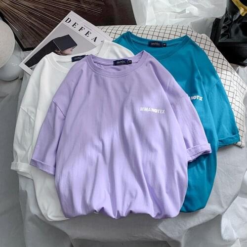 2020 womens short-sleeved female students large size versatile loose fashionable slim top